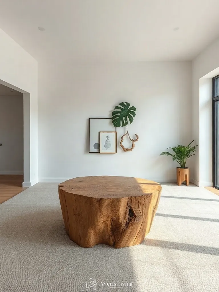 Hero sculptural rustic wood coffee table ideas anchoring the space