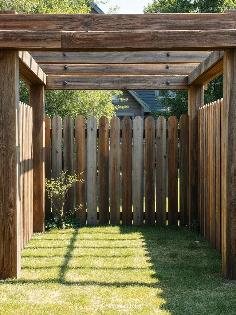 Reclaimed timber used in rustic fence layout