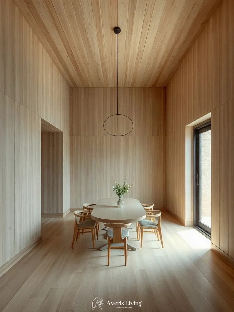 Oak finishes in an affordable dining room for small spaces