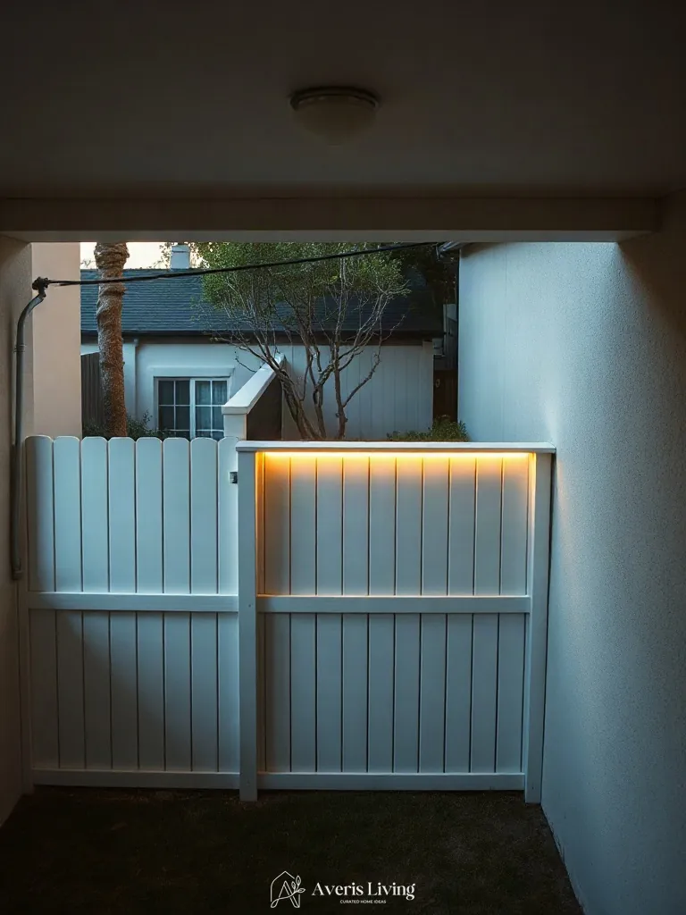 Warm evening glow in a cozy backyard privacy fence layout