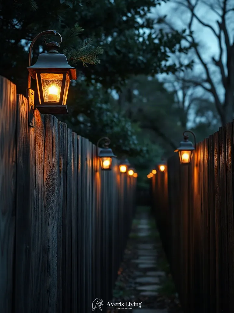 Integrated lighting on rustic fence layout