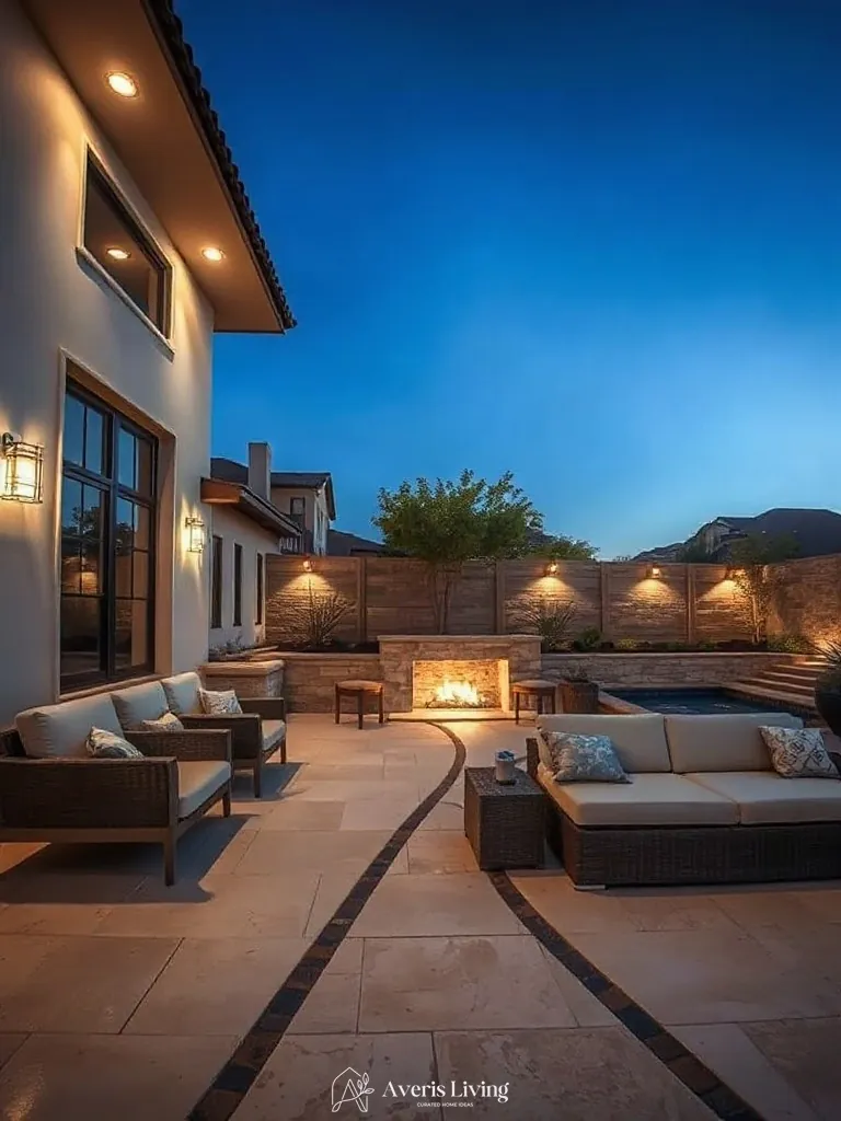 Architectural recessed lighting in retaining wall