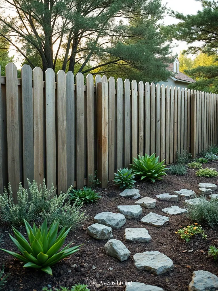 Rustic fence layout integrated with landscape borders