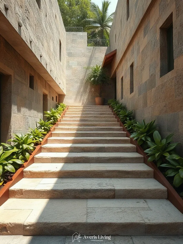 Stepping stones integrated with crisp landscape borders