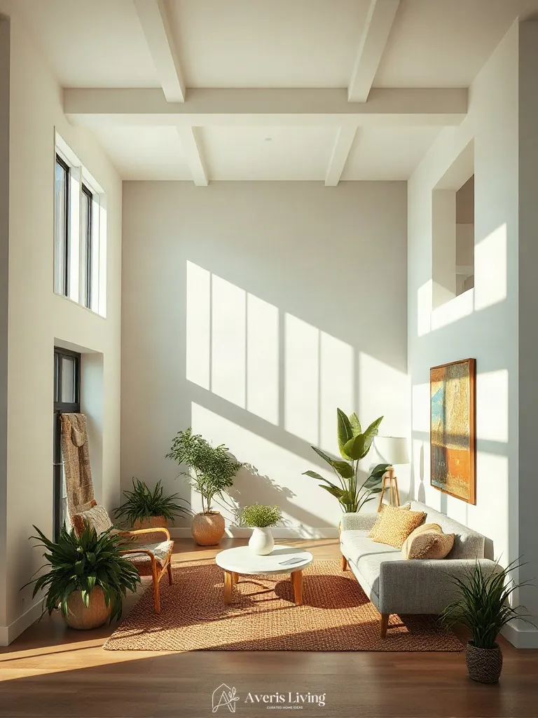 2700K cove lighting casting shadows of indoor plants in a boho living room