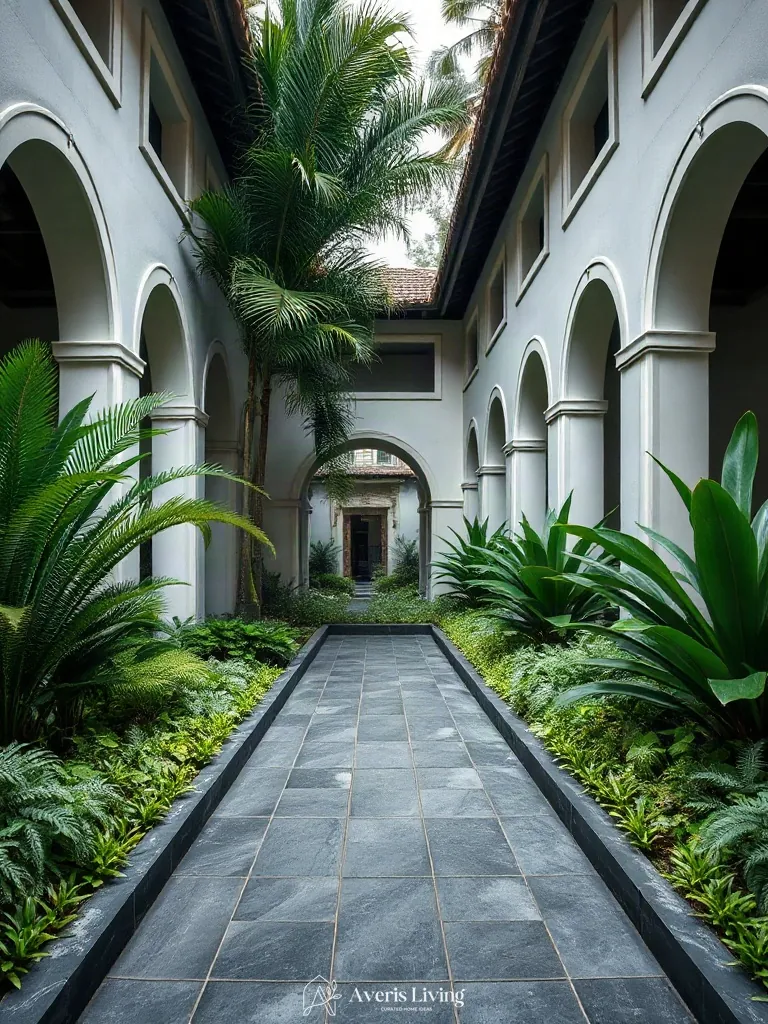 Layered botanical landscaping completing the tropical backyard oasis