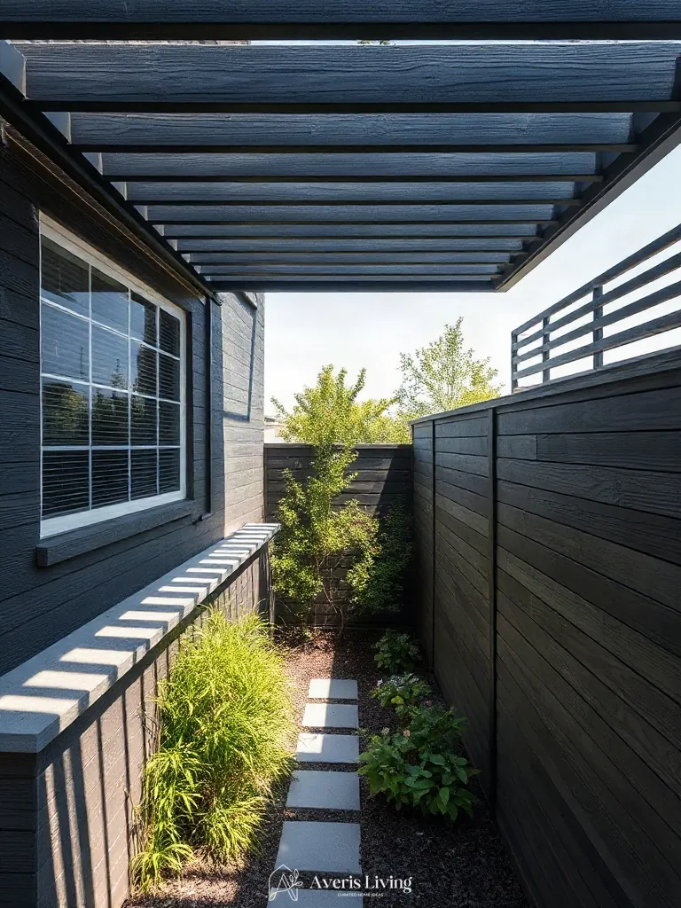 Composite slats in a cozy backyard privacy fence layout