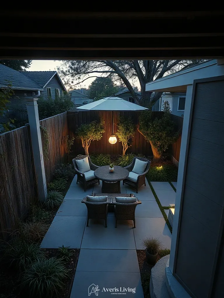 Sightline corridors in a cozy backyard privacy fence layout