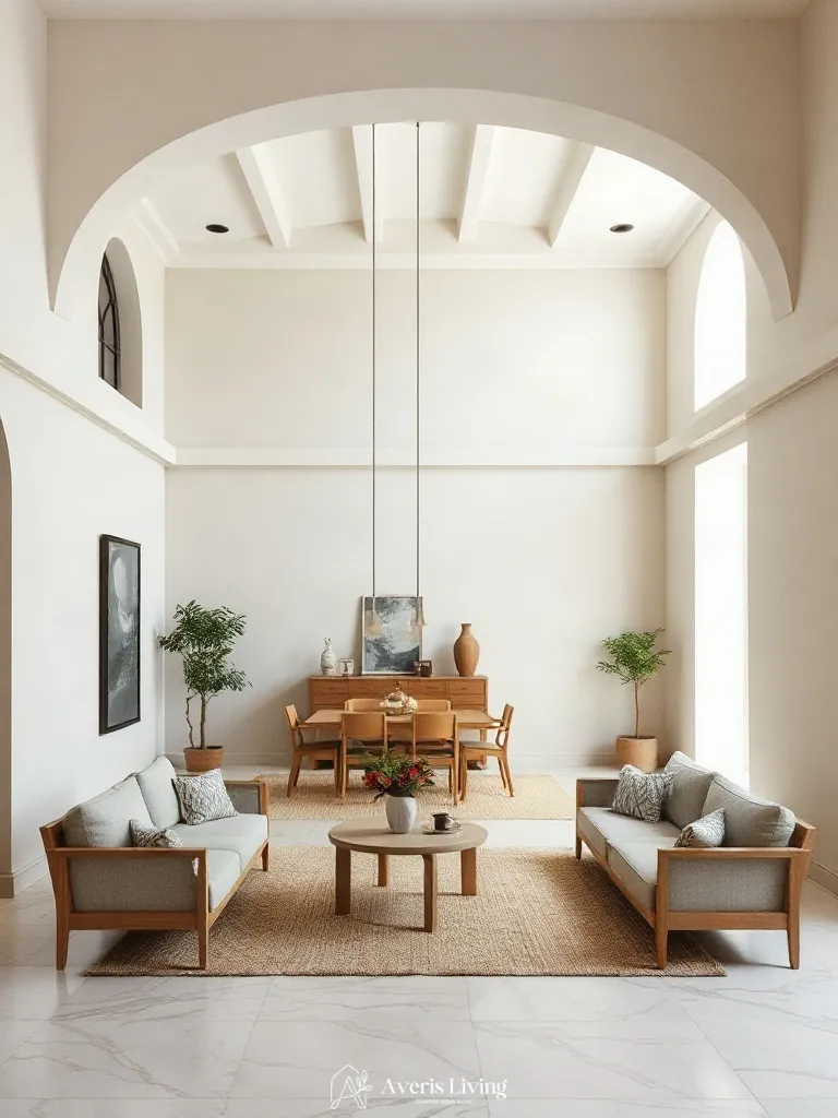 Elevated view of an affordable dining room for small spaces with smart floor layout