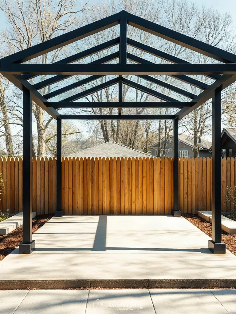 Modern metalwork incorporated into an aesthetic backyard gazebo design