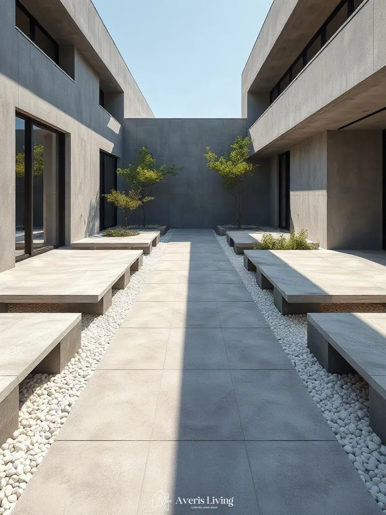 Modern concrete stepping stones in a sleek backyard