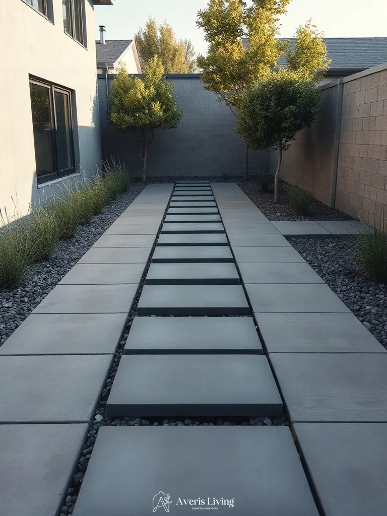 Monolithic concrete modern backyard stepping stones design in neutral tones