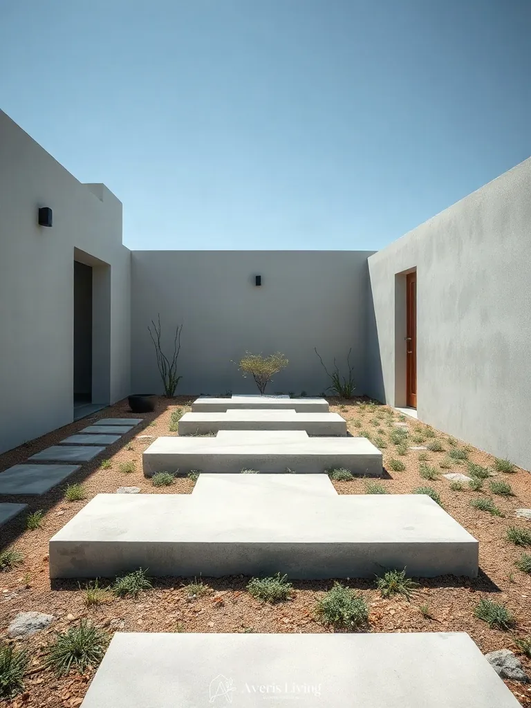 Monolithic concrete slabs acting as drought-tolerant stepping stones