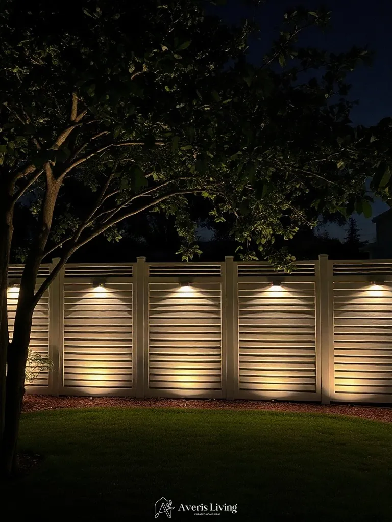 Moonlighting effect casting shadows through privacy fence