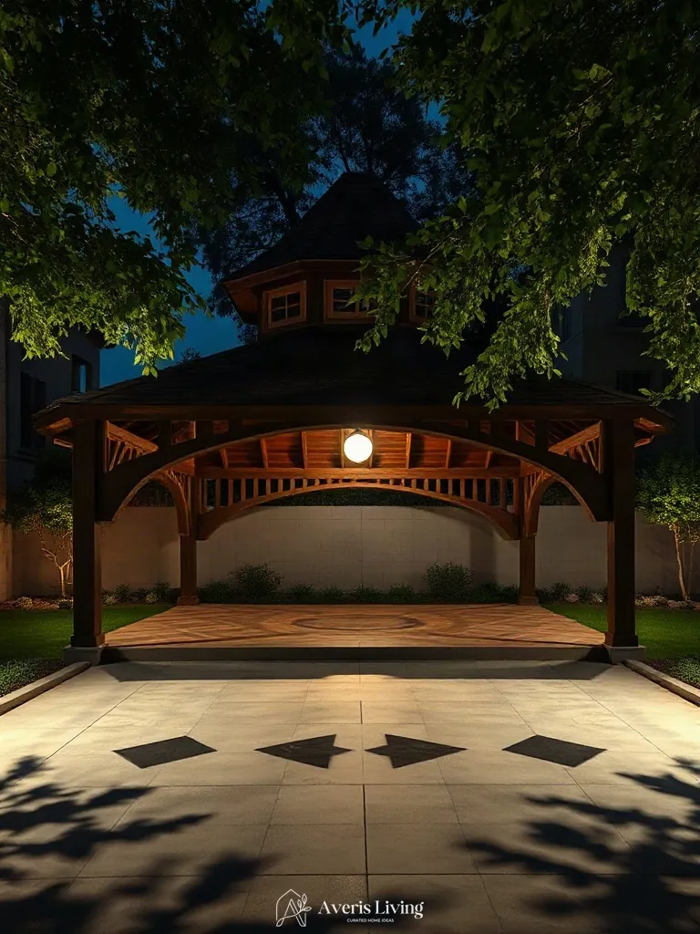 Moonlighting effects over an aesthetic backyard gazebo design