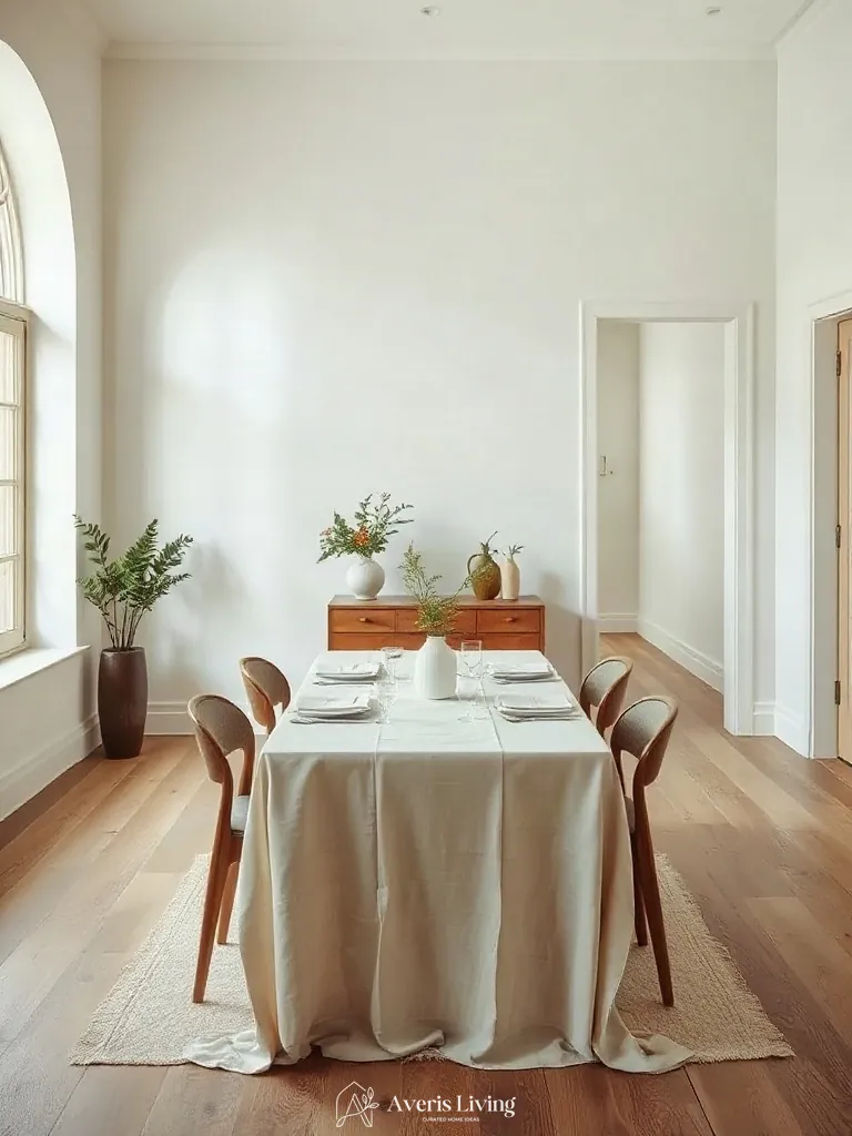 Linen textiles in an affordable dining room for small spaces