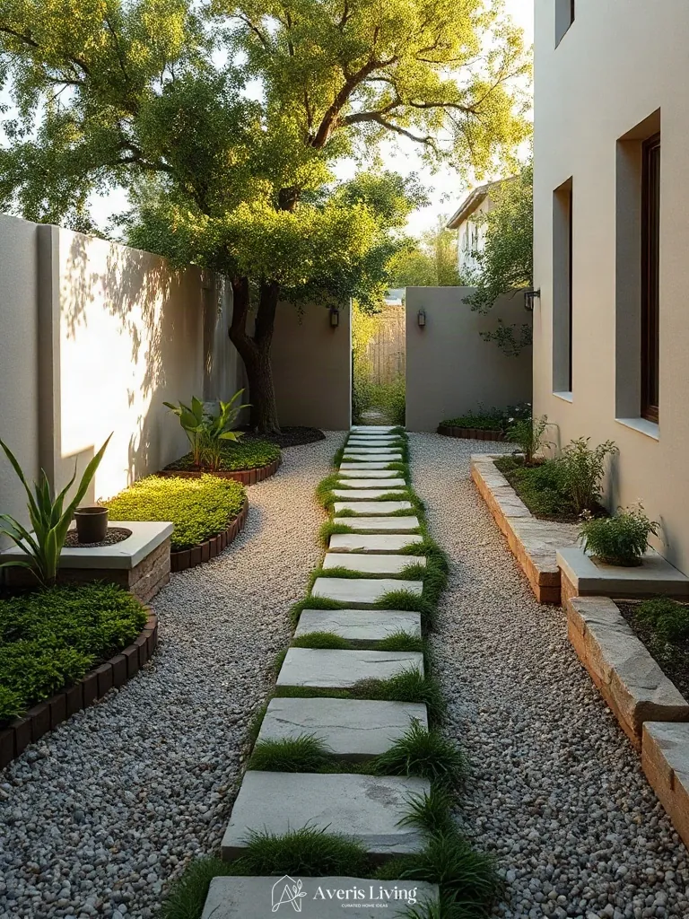 Natural material palettes for shade backyard stepping stones before and after