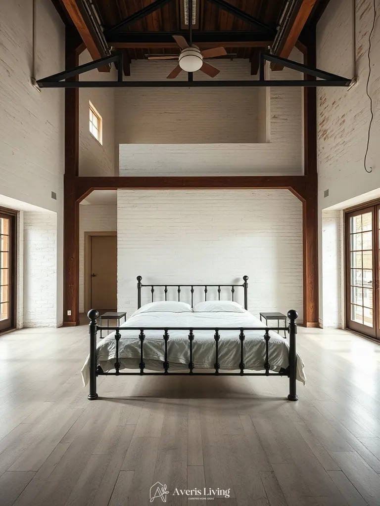 Optimized floor layout featuring an architectural iron bed frame