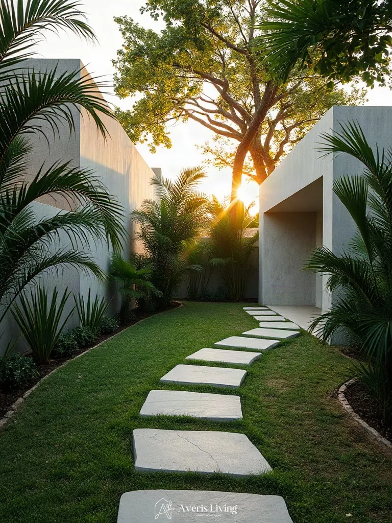 Optimized spatial flow using winding backyard stepping stones