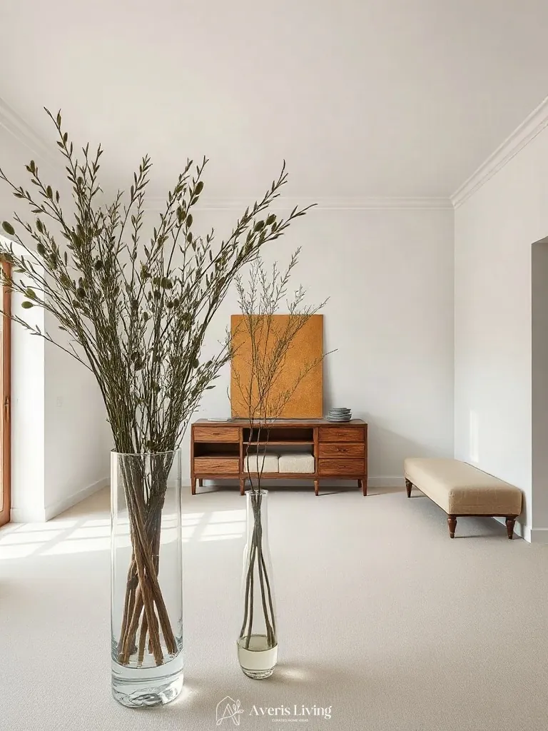 Organic botanical branches in a farmhouse master bedroom aesthetic