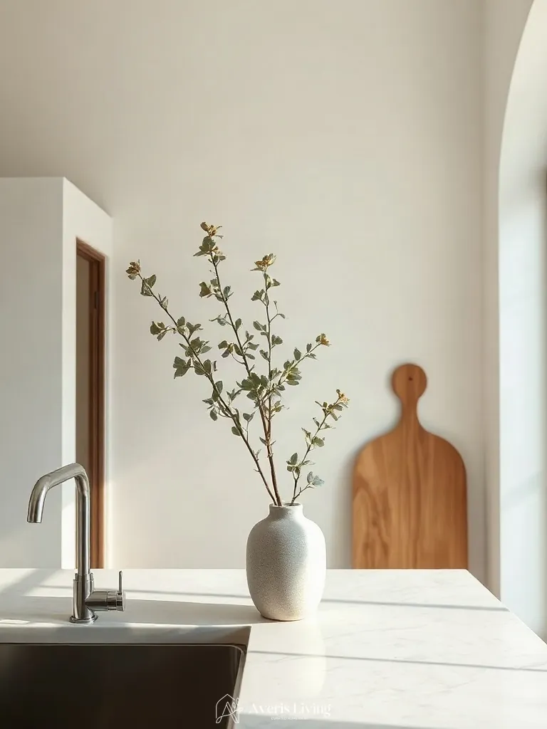 Botanical styling beside under sink storage solutions kitchen.