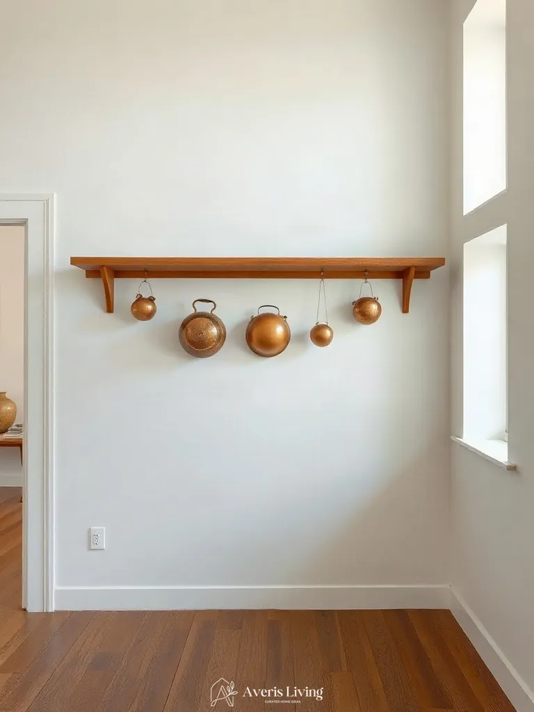 Patinated brass details in vintage kitchen wall decor