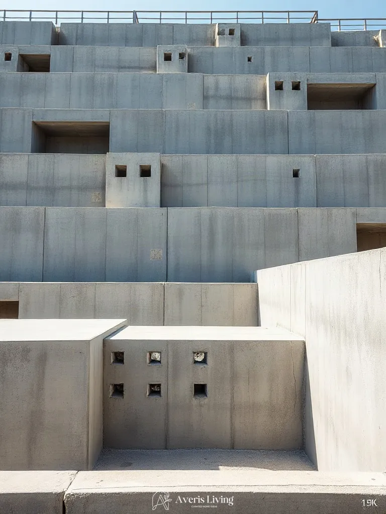 Polished concrete modern backyard retaining wall