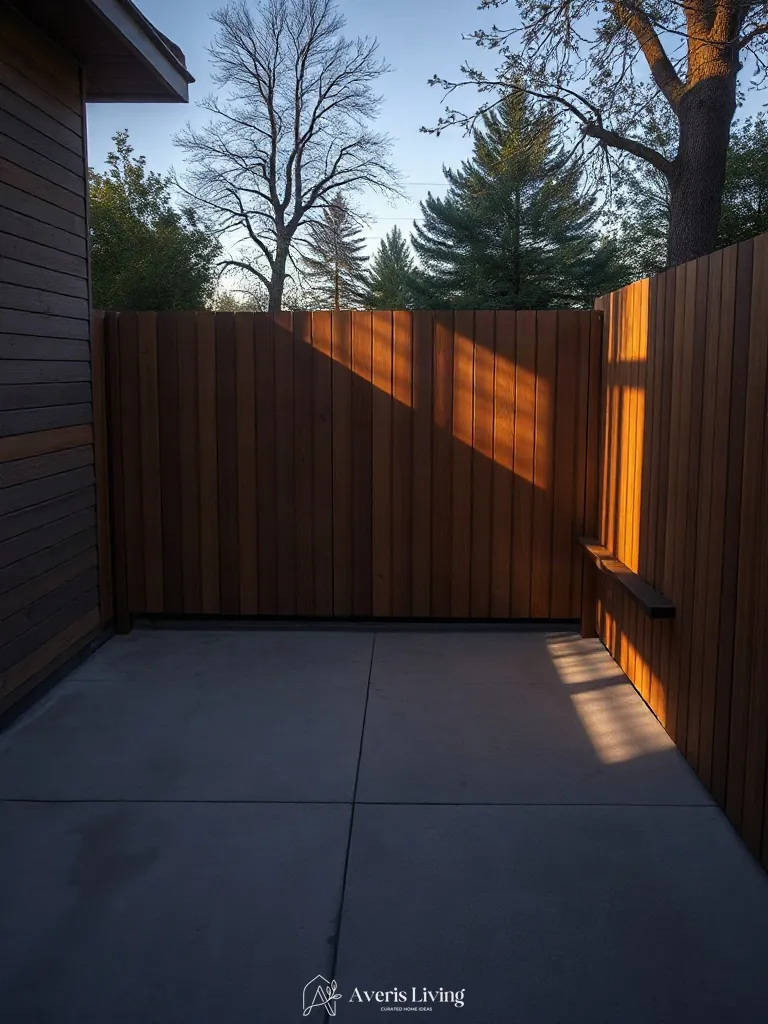 Horizontal wood slats in a cozy backyard privacy fence layout