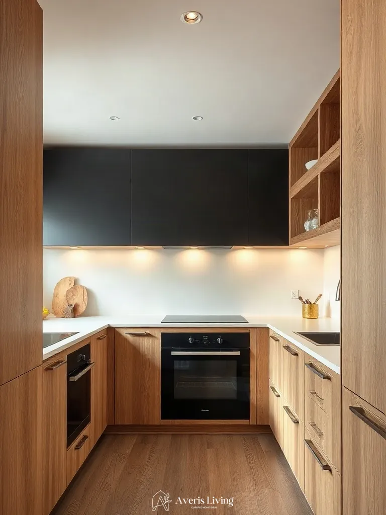 White oak kitchen cabinetry paired with black steel magnetic spice rack ideas