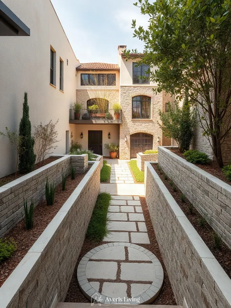 Seamless circulation and terraced flow in modern backyard retaining wall layouts