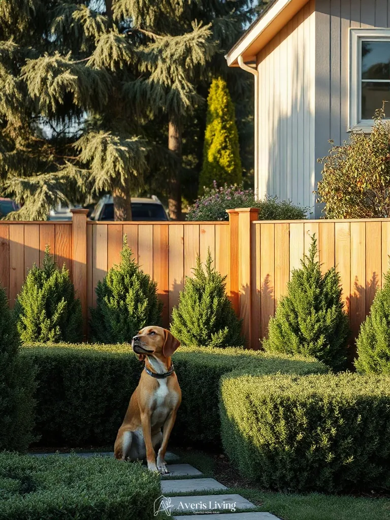 Perimeter landscape borders framing a luxury dog friendly backyard setup