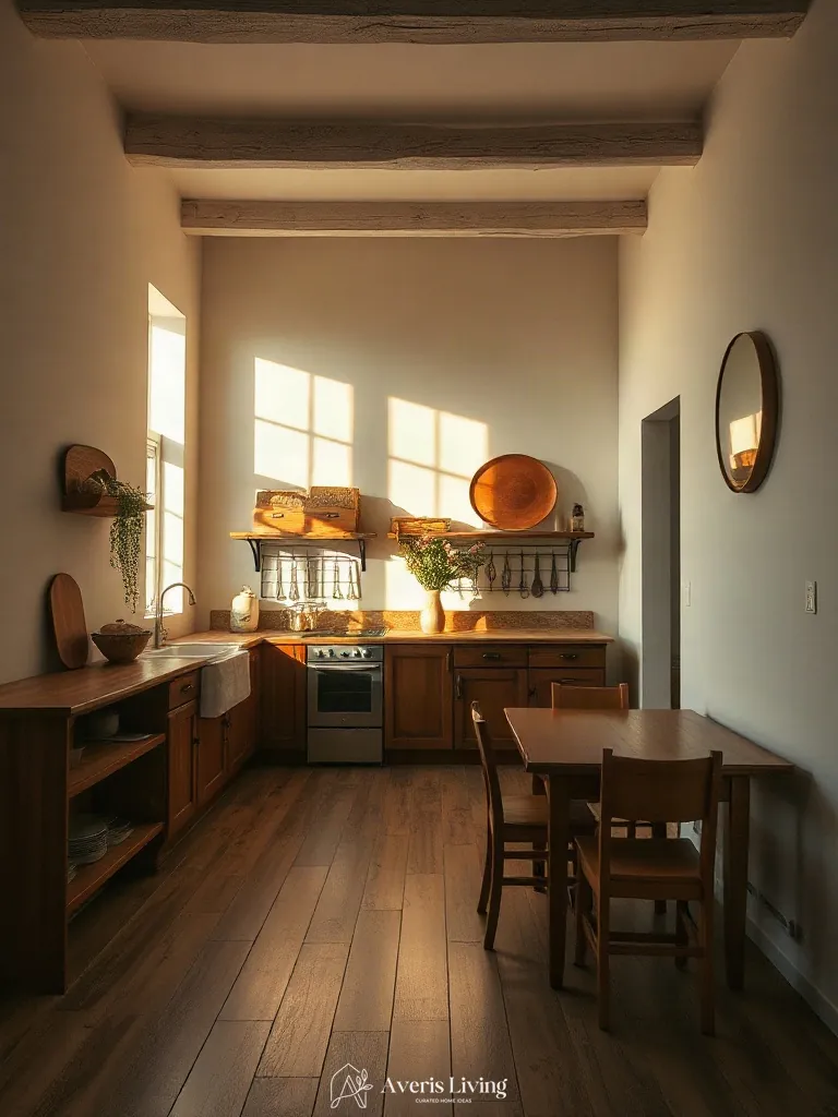 Sunlight on vintage kitchen wall decor