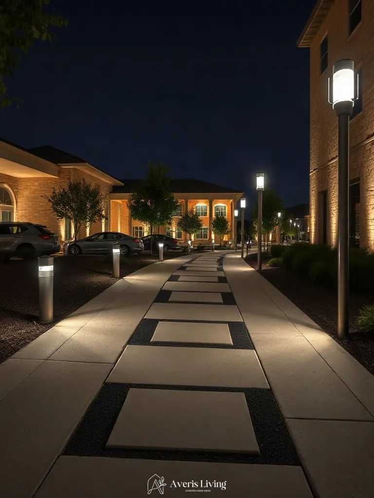 Low-voltage path lighting adding evening drama to stepping stones