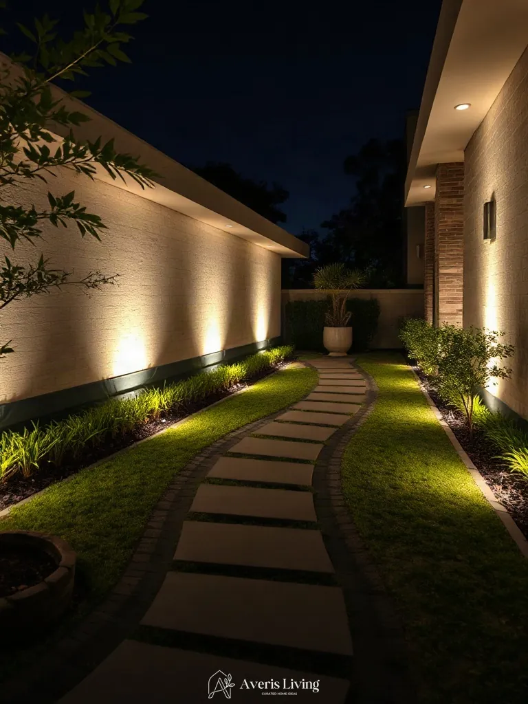 Low-voltage night lighting for a modern backyard stepping stones makeover
