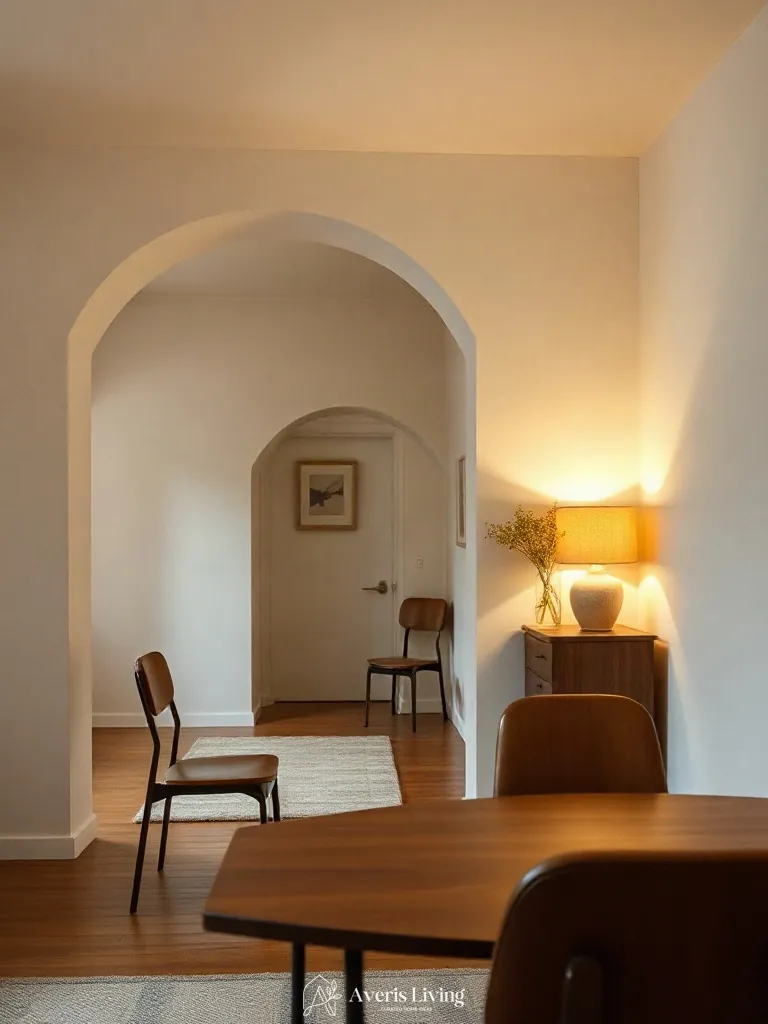 Soft table lamps in an affordable dining room for small spaces