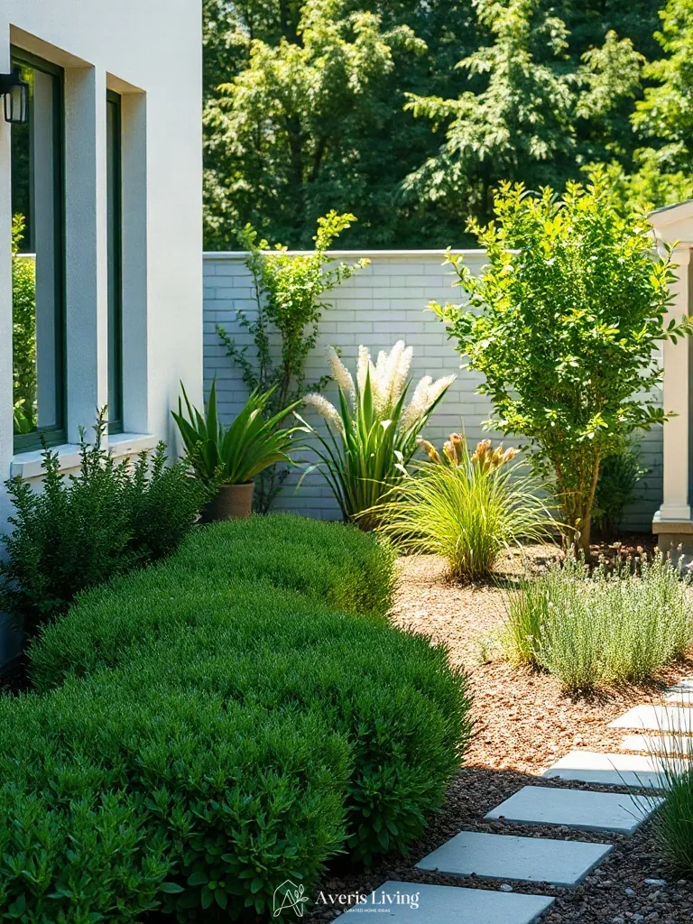 Non-toxic cascading ground cover softening hardscape structures