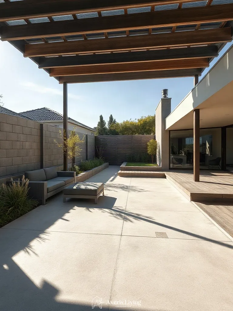 Strategic modern backyard retaining wall defining outdoor zones
