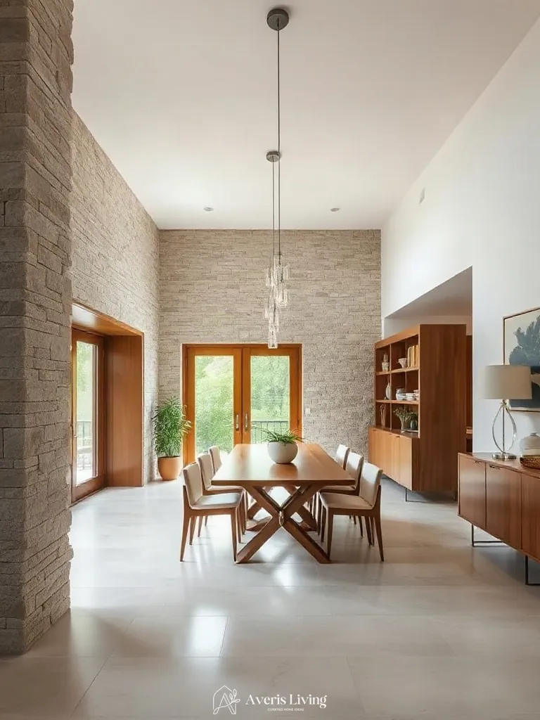 Tactile surfaces in an affordable dining room for small spaces