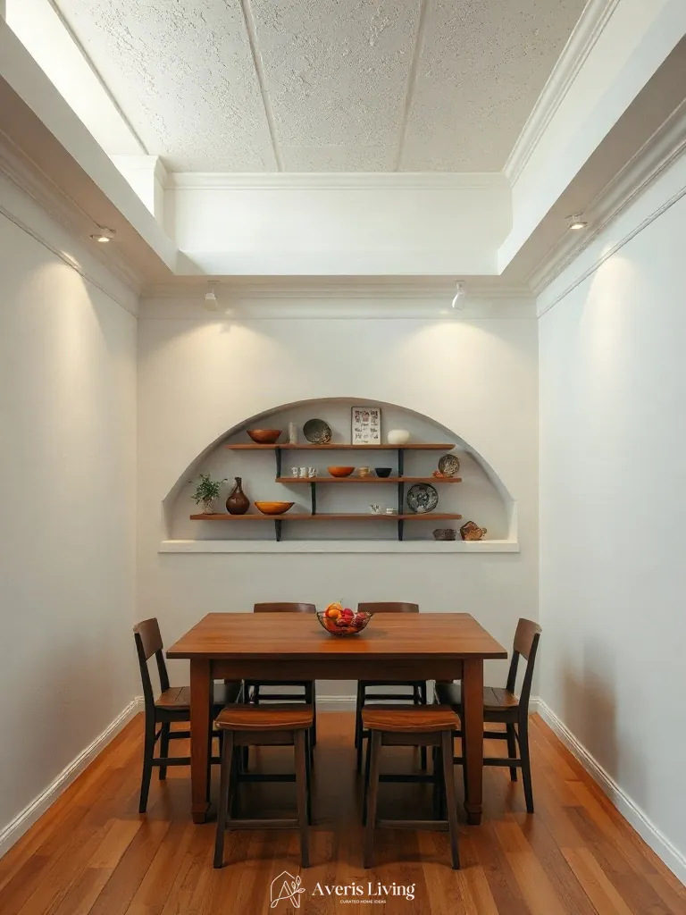 Task lighting on vintage kitchen wall decor elements