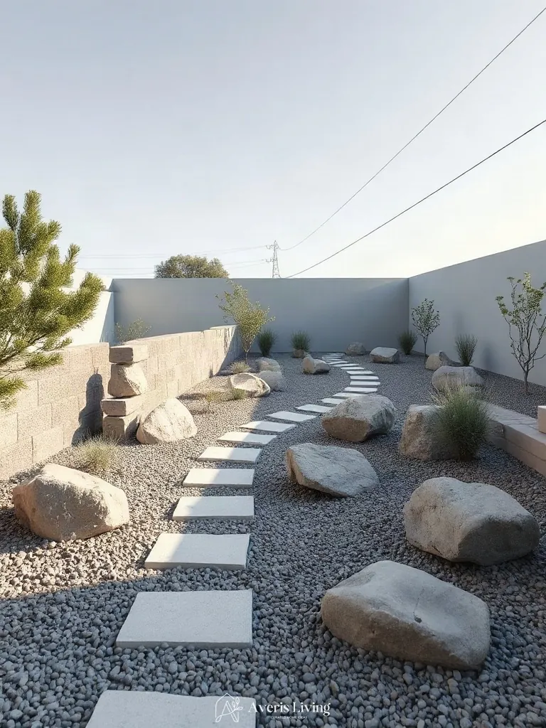 Detailed landscaping framing modern retaining wall