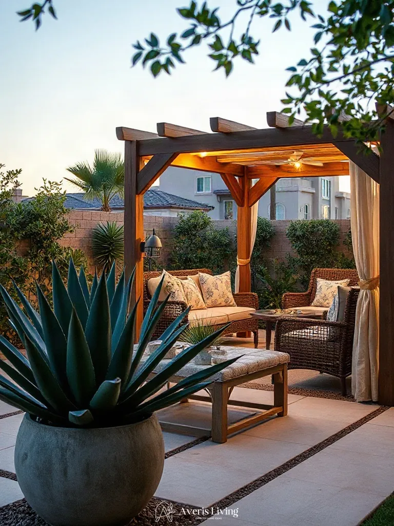 Thoughtful styling with textured linens and greenery in a backyard gazebo