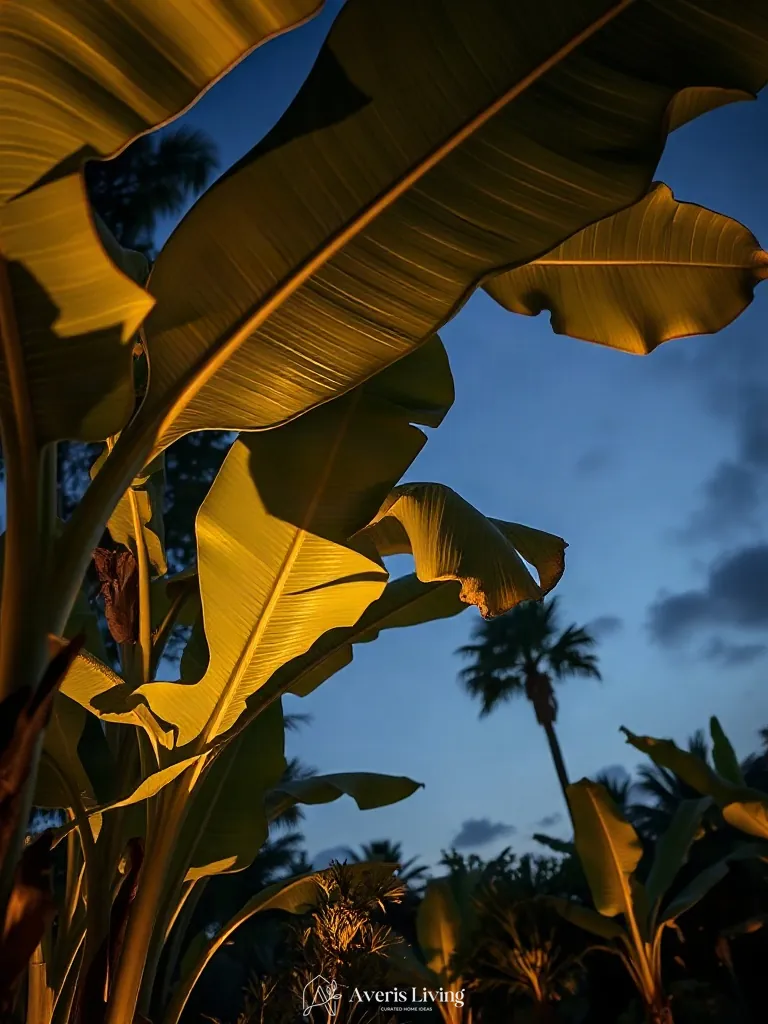 Warm 2700K lighting in tropical backyard flower bed design inspiration