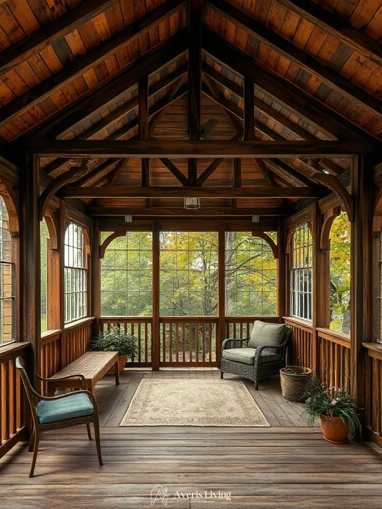 Weathered wood and organic finishes on a backyard gazebo