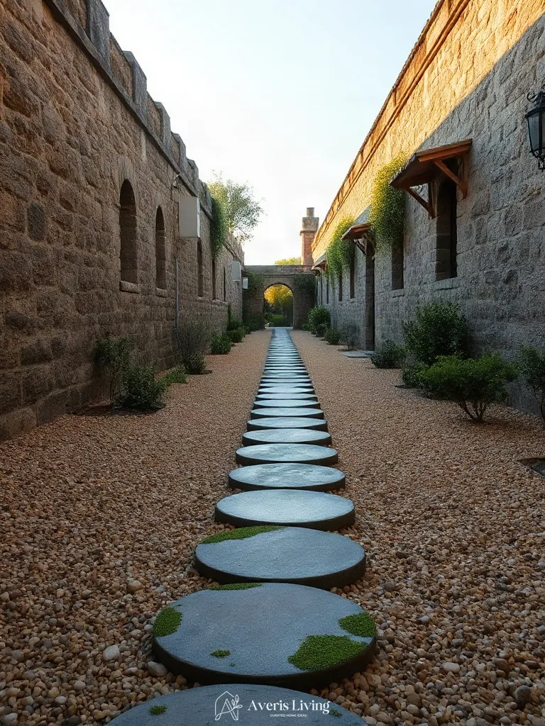 Weathered limestone stepping stones with an authentic organic finish