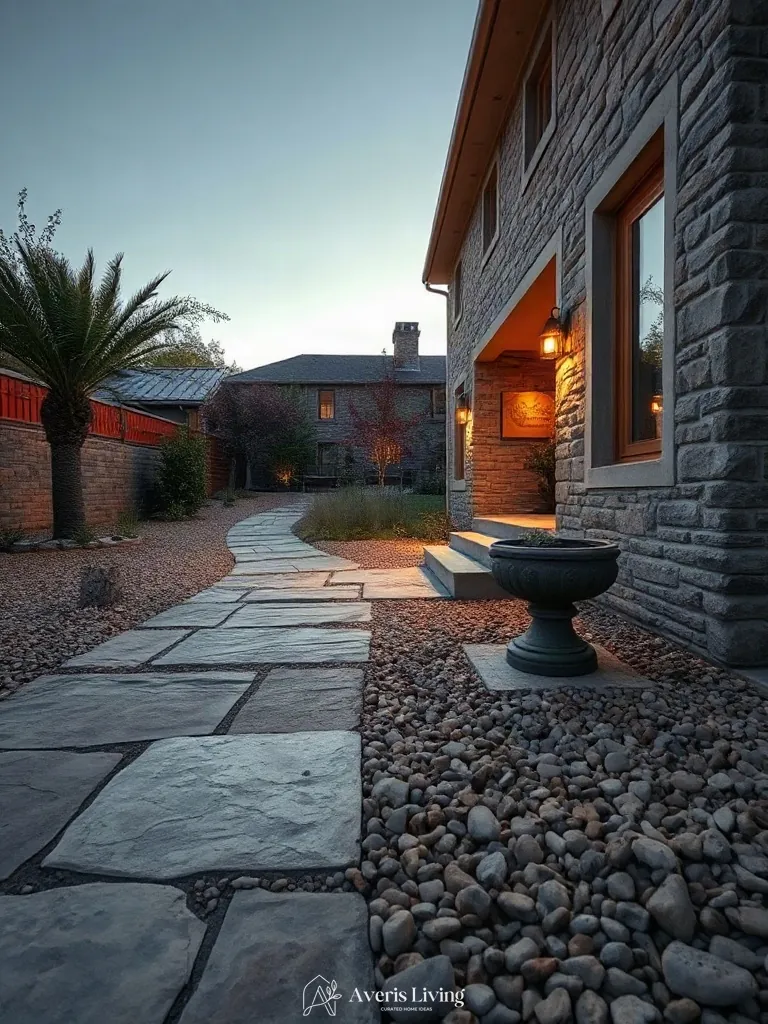 Weathered organic stone finishes in a sophisticated dog friendly landscape