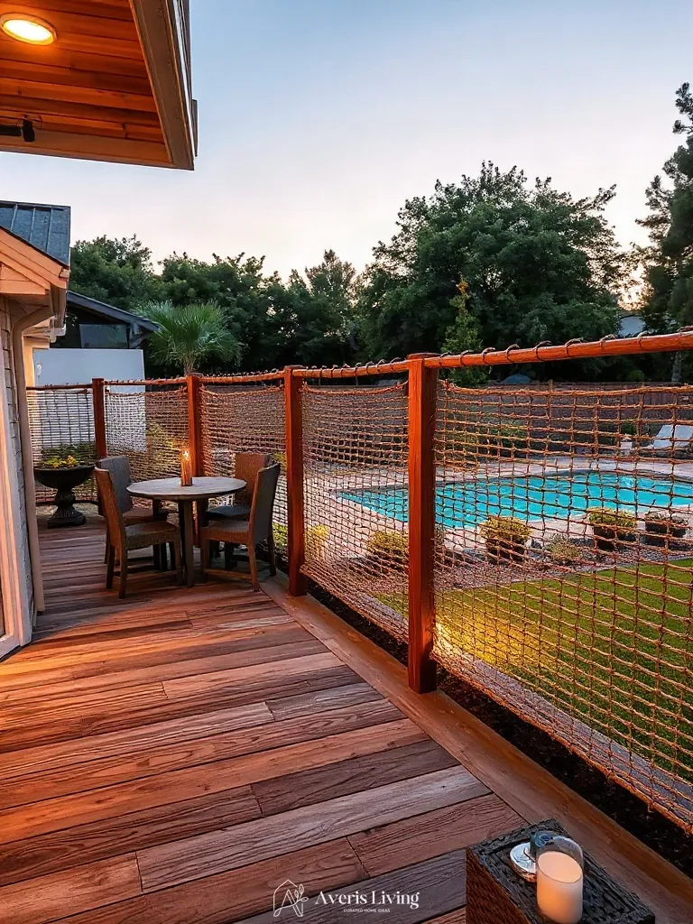 Reclaimed timber fence panels and woven accents in boho privacy fence makeover