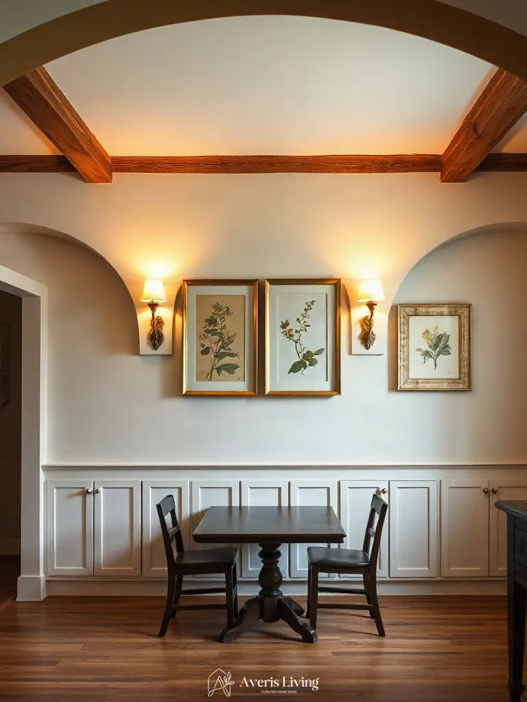 Zoned vintage kitchen wall decor in a modern interior