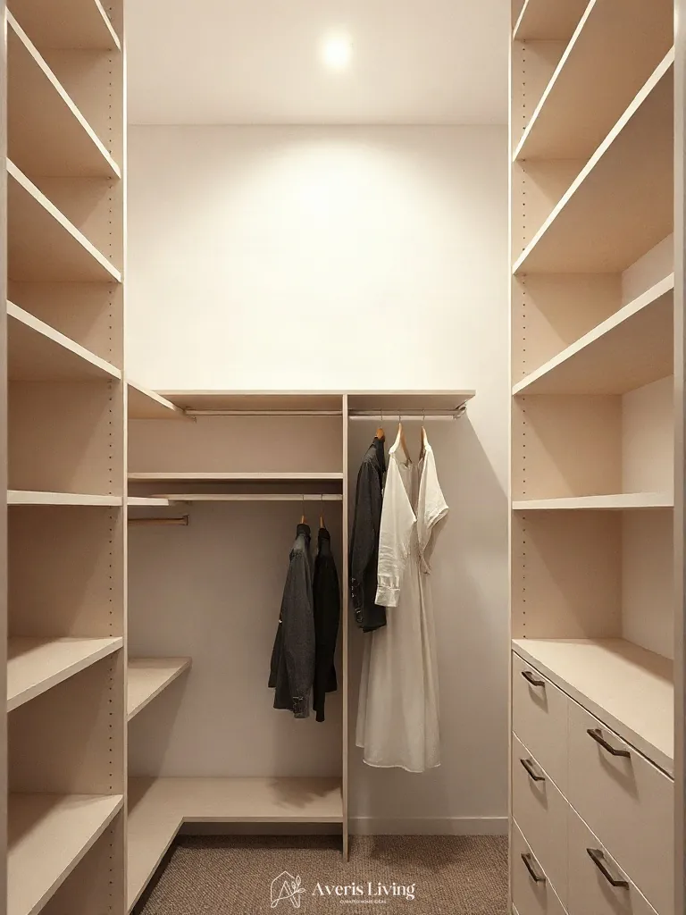 Vertical zoning layout for small closet organization systems
