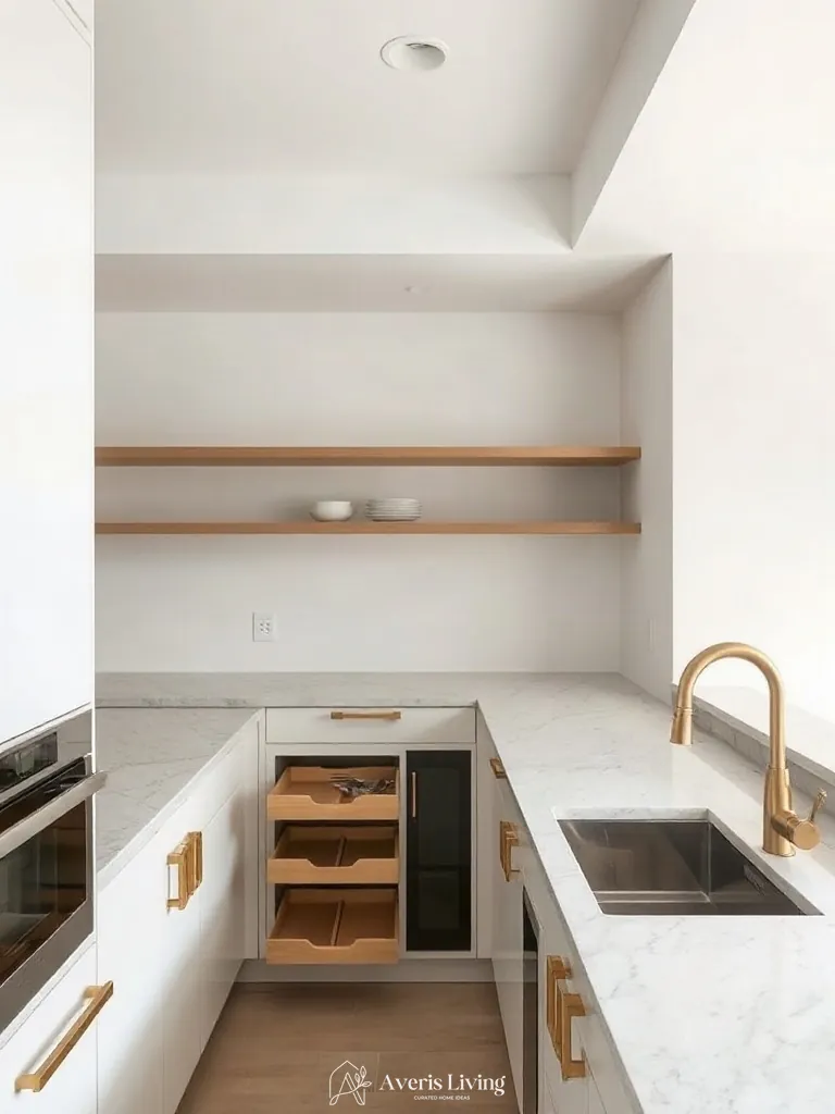 Wet area zoning and under sink storage solutions kitchen in a luxury residence.