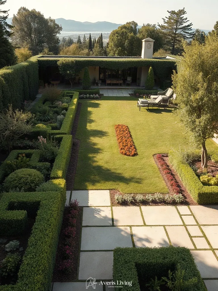 Botanical harmony and balanced softscapes in a luxurious backyard landscaping open space.